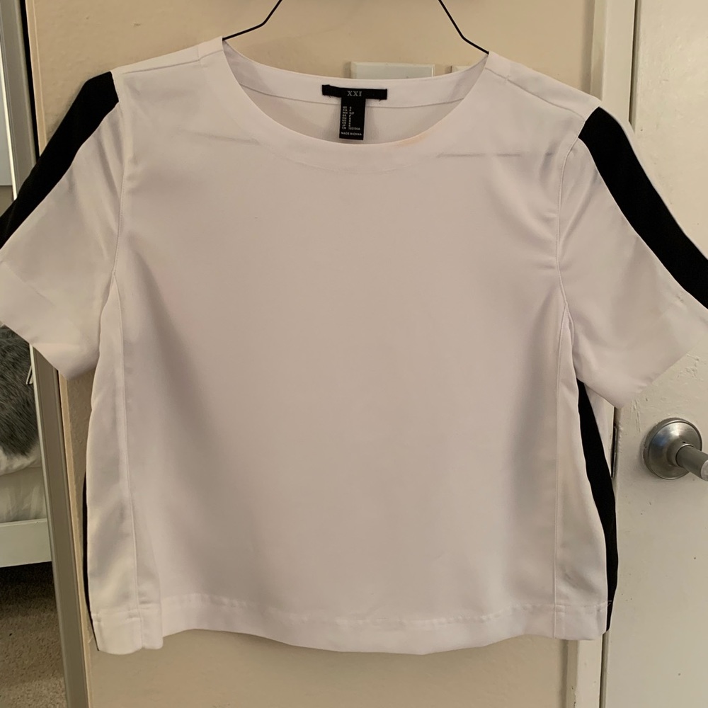 White and Black Crop Top